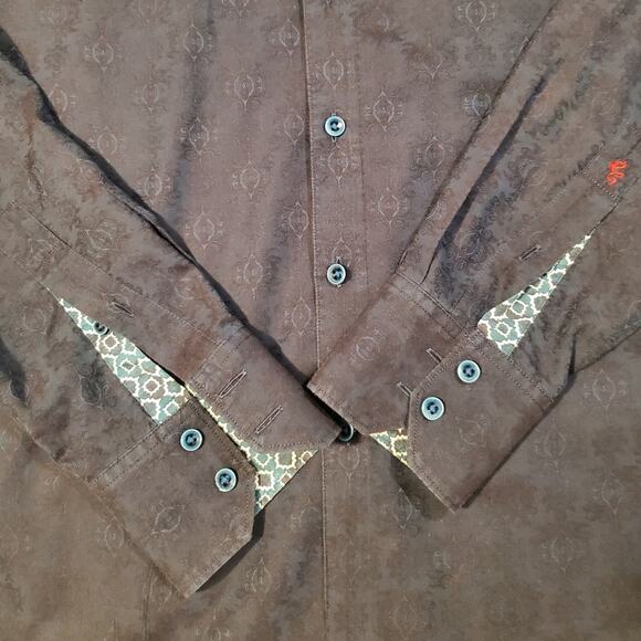 EUC Robert Graham Dark Green Dress Shirt Sz M - Picture 7 of 11